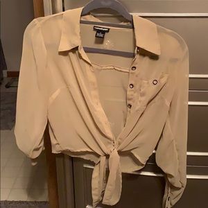 Front Tie button Down Midi Crop Top